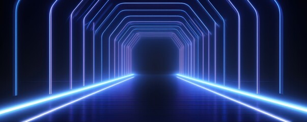 Gray neon tunnel entrance path design seamless tunnel lighting neon linear strip background
