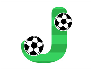 Naklejka premium Alphabet Letter J with Soccer Ball Illustration