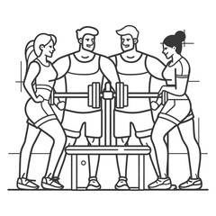 Outline illustration Celebration World Health Day exercise or workout the fitness system at the gym