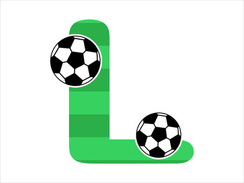 Alphabet Letter L with Soccer Ball Illustration