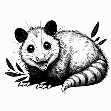cute cartoon vector illustration of the smiling possum on the white background