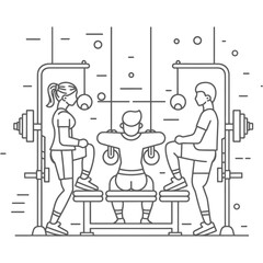 Outline illustration Celebration World Health Day exercise or workout the fitness system at the gym