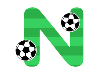 Alphabet Letter N with Soccer Ball Illustration