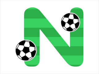 Obraz premium Alphabet Letter N with Soccer Ball Illustration