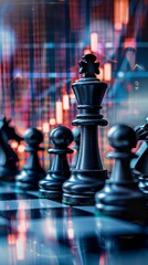 Chess pieces set against a dynamic stock graph background each move a parallel to the unpredictable market trends
