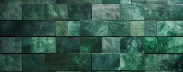 Foto auf Glas Green marble tile tile colors stone look, in the style of mosaic pop art © Zickert