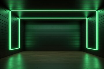 Green neon tunnel entrance path design seamless tunnel lighting neon linear strip background