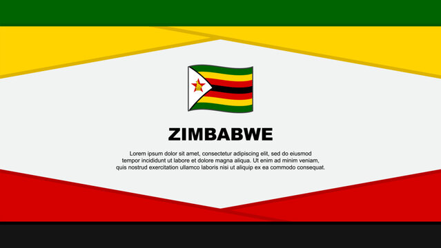 Zimbabwe Flag Abstract Background Design Template. Zimbabwe Independence Day Banner Cartoon Vector Illustration. Zimbabwe Vector - Powered by Adobe