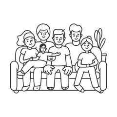 Outline illustration Celebration International Family Day family members in a positive vibes