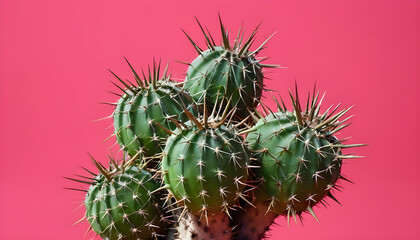 cactus with many thorns on color background