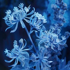 Fototapeta na wymiar Senecio serpens illustration capturing its cool blue tones