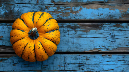 Pumpkin and butternut squash on the wooden table - obrazy, fototapety, plakaty