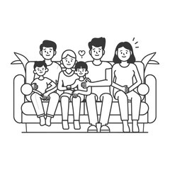 Outline illustration Celebration International Family Day family members in a positive vibes