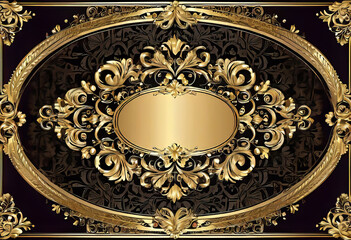 Vintage gold frame and border for certificate (diploma) on a white background, decorative ornament for design, vector illustration,