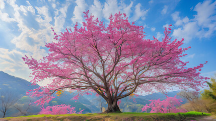 Cherry blossom tree in mountain