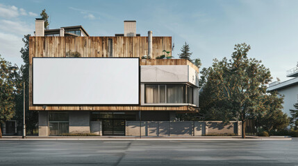 Obraz premium A billboard without inscriptions on the background of houses