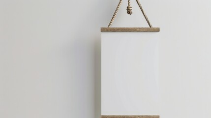white poster mockup on a rope