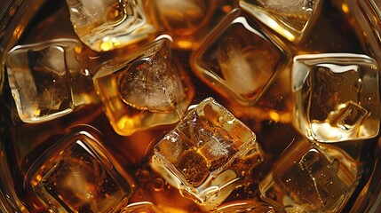 Top view of ice cubes in tea drink, generative ai, 