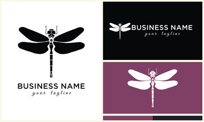 line art dragonfly logo template