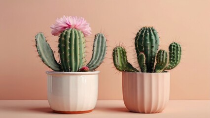 Minimalism interior design with cactus. Banner with space for text
