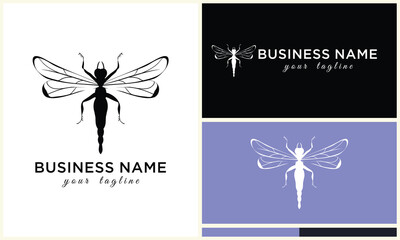 line art dragonfly logo template