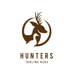 Deurstickers Hunters Creative Logo design deer and duck negative space logo vector template © sowikot
