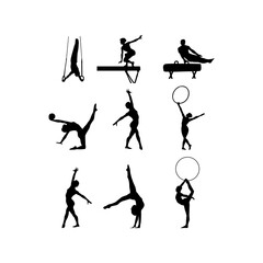 silhouettes of people doing gymnastic