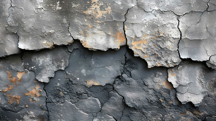 A close-up shot of a cracked concrete wall, revealing layers of bedrock, water seepage, and...