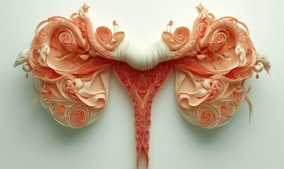 Gynecologic concept: a visual narrative of the uterus and the miracle of newborn life, capturing the beauty and significance of the reproductive journey in intimate and tender moments - obrazy, fototapety, plakaty
