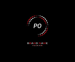 PO LETTER LOGO Design ONE BLACK BACKGROUND