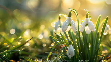 Beautiful greeting card with Snowdrop flowers