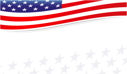 United States flag  waving patriotic celebration banner with copy space for text vector design template.