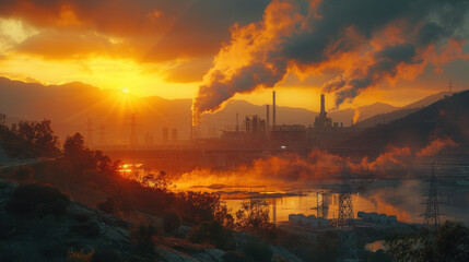 Naklejka premium Factory Emitting Smoke