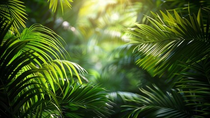 Fototapeta na wymiar Lush green canopy spreads in a vibrant tropical jungle
