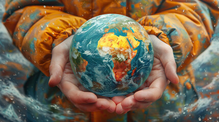 Person Holding Small Globe in Hands - obrazy, fototapety, plakaty