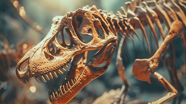 Fossilized dinosaur skeleton detailed and accurate