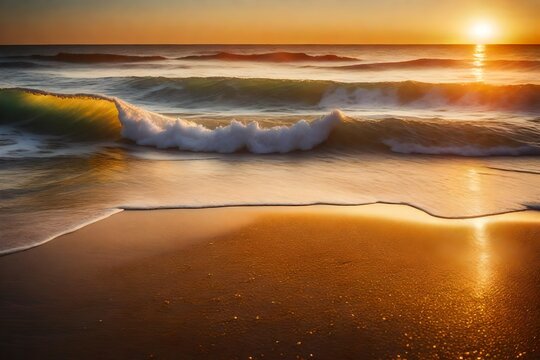 sunset in the sea water wavea