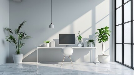 Naklejka premium Modern workspace outlined in minimalist style