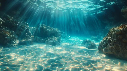 Fotobehang Underwater serenity in azure pool © PRI
