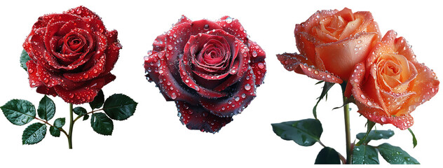 bouquet of Red roses isolated on a transparent or white background, Png