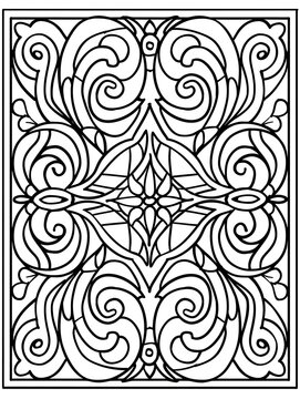 pattern or stained glass on a white background, drawing for coloring