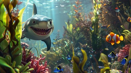 Hide and Seek with Sharky A Vibrant Underwater Adventure