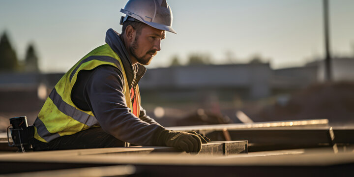 Smiling Engineer Examining Construction Site, Outdoors.