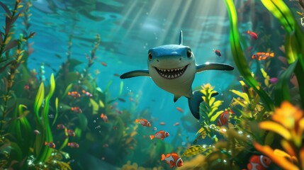 Hide and Seek with Sharky A Vibrant Underwater Adventure