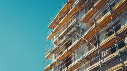 New dwelling framed by scaffold