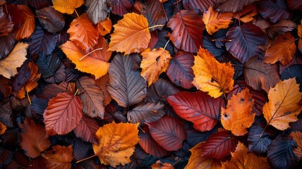 Crisp autumn leaves carpet a secluded woodland glen
