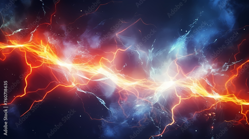 Wall mural energy lightning collision powerful illustration explosion background