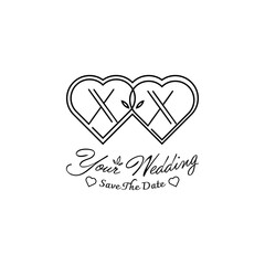 Letters XX Wedding Love Logo, for couples with X and X initials