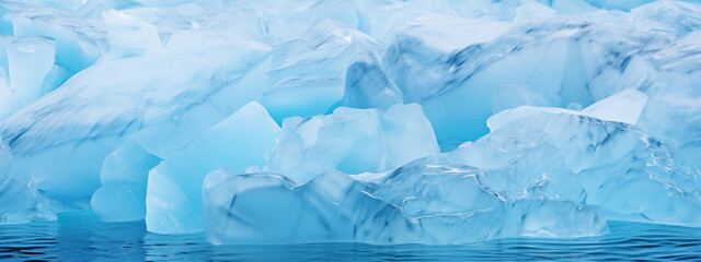 Obraz premium Blue Icebergs Floating on Calm Water