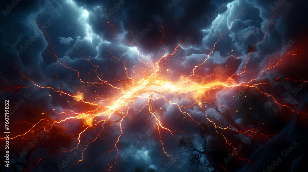 Canvas Prints energy lightning collision powerful illustration explosion background